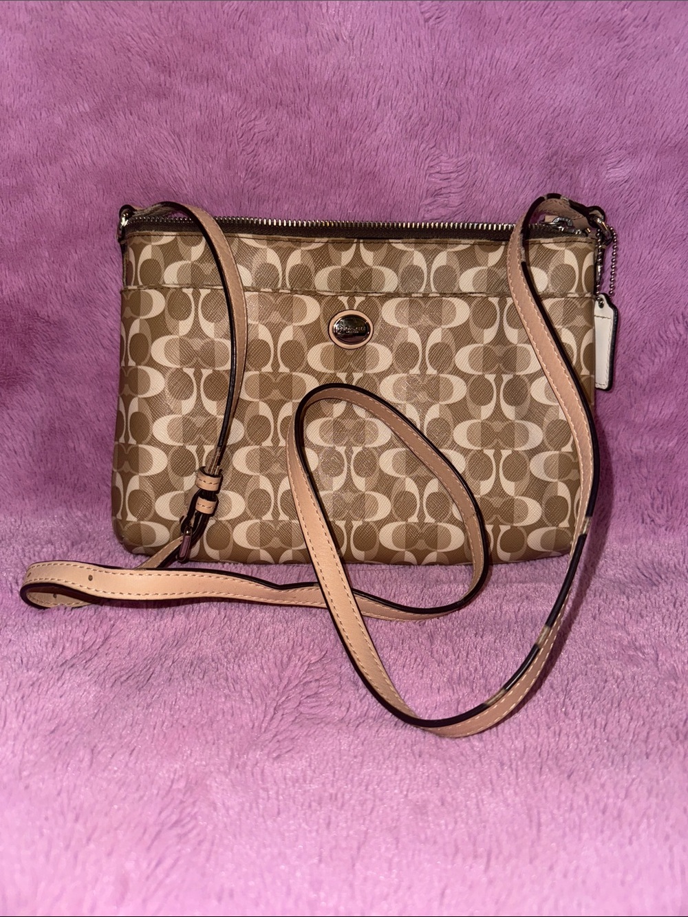 Coach Tan/Beige Signature Canvas Crossbody